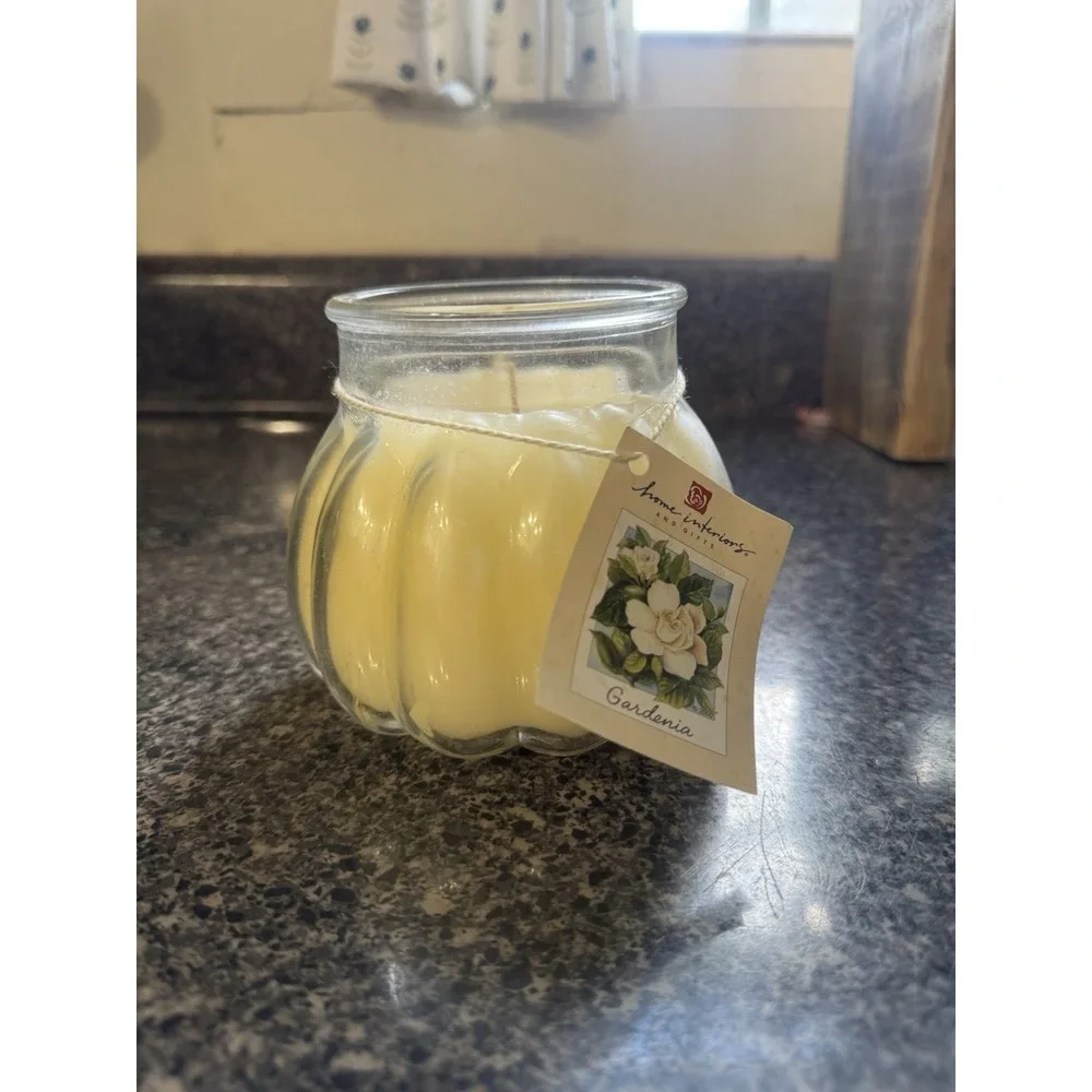 Home Interiors Gardenia Flower Scented Candle 17 oz Jar Retired Fragrance No Lid